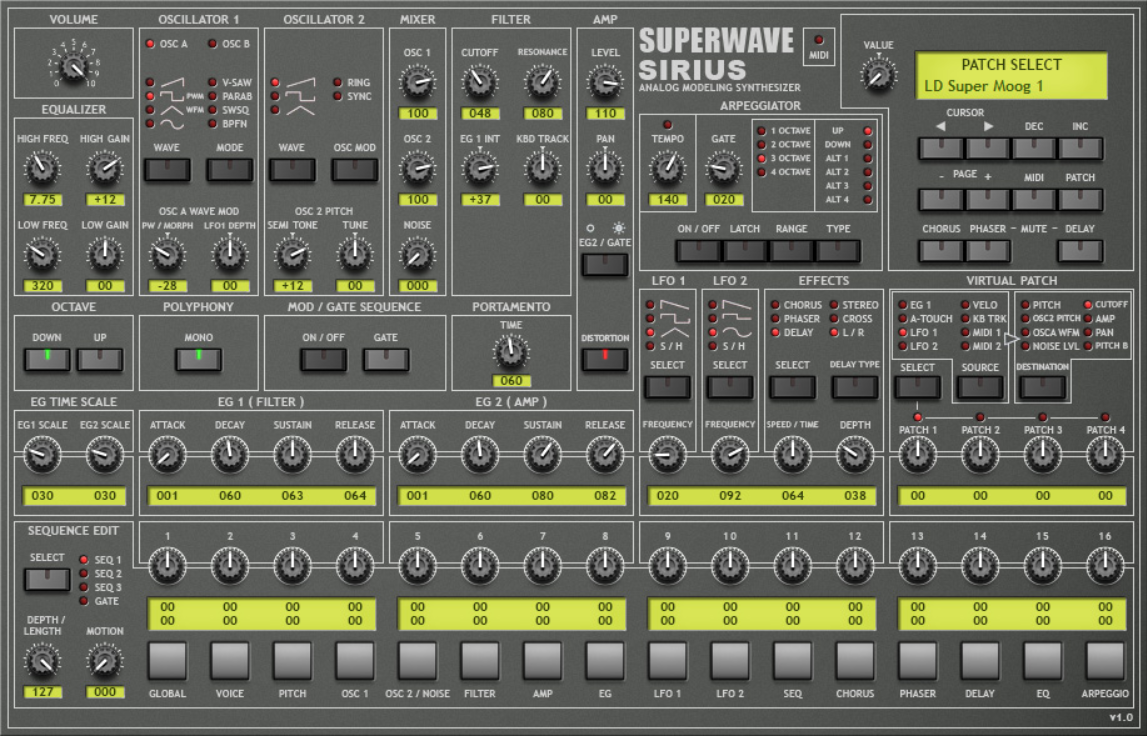 Superwave. Синтезаторы 60 VST. Native instruments MOOG VST. Sirius VST. Sirius Synth VST.