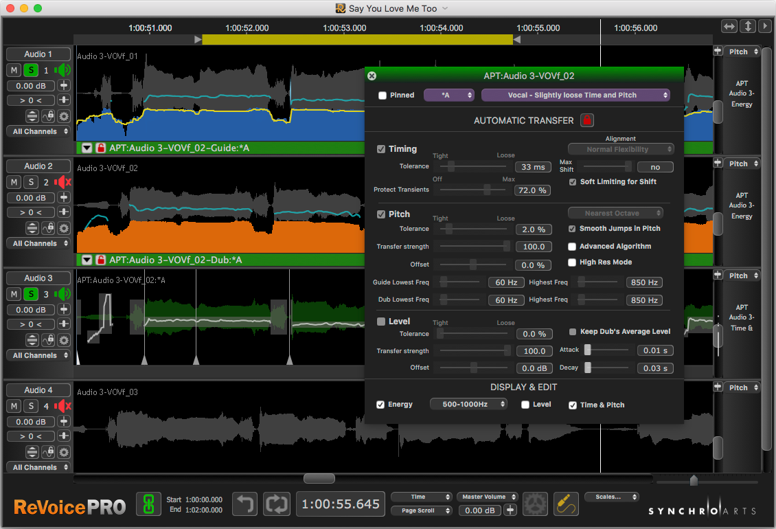 Soft limiting. Synchro.Arts.Revoice.. Synchro Pro. Программное обеспечение Synchro. Pro Tools Audio Pitch.