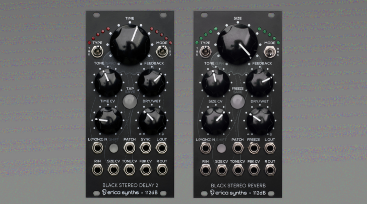 Erica Synths Black Stereo Reverb, Black Stereo Delay 2 For